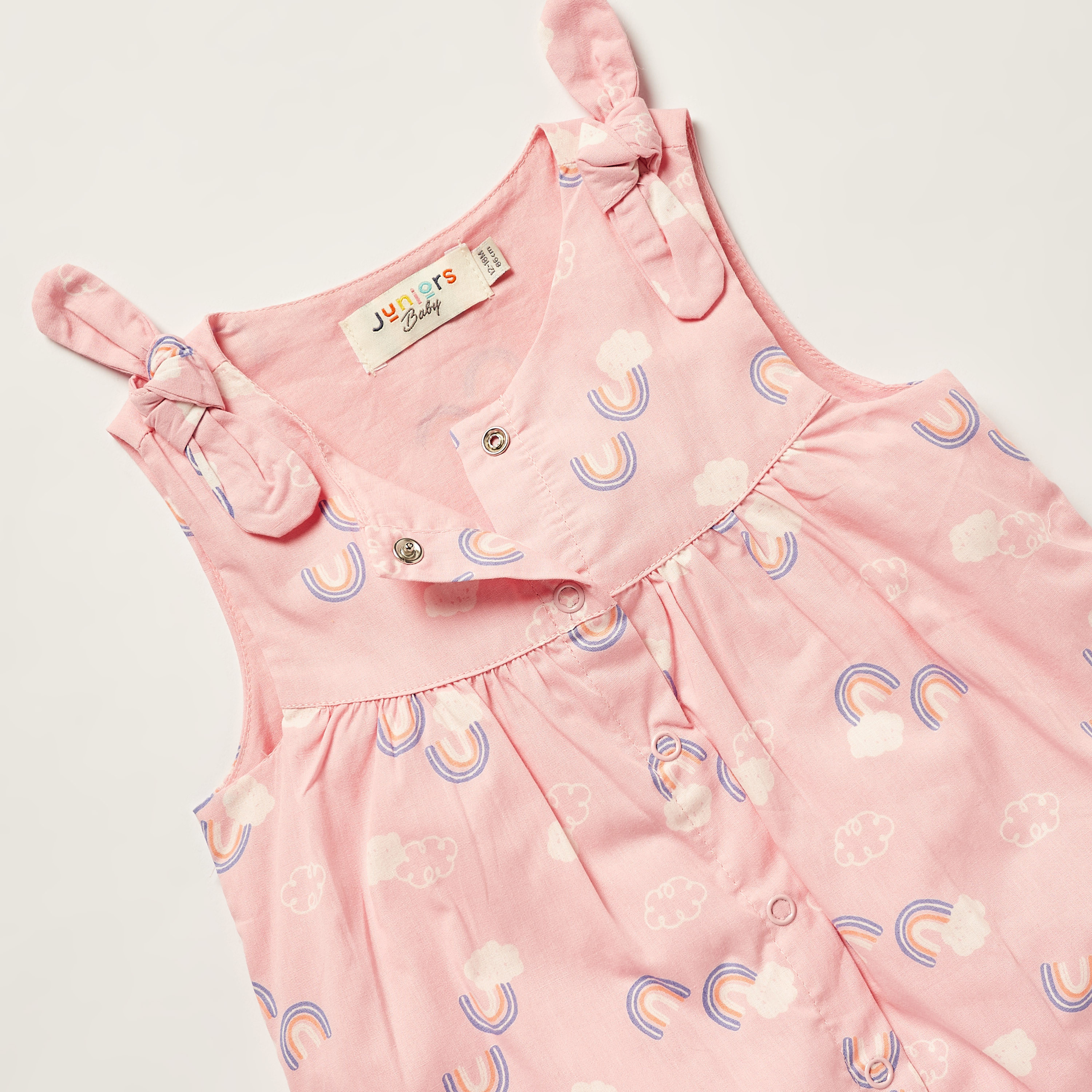 Juniors Rainbow Print Sleeveless Romper with Round Neck-baby-girls-clothing-rompers-image-2