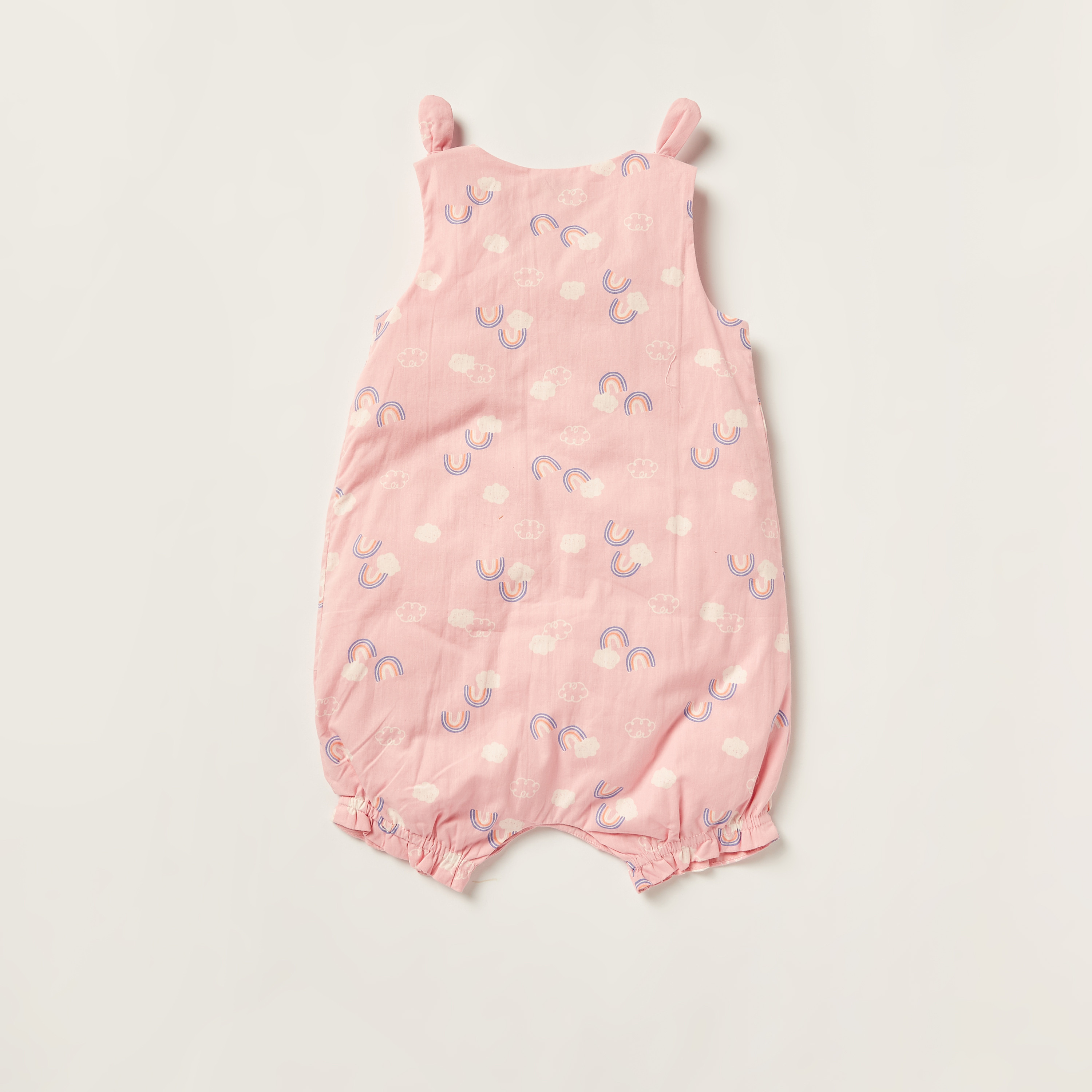 Juniors Rainbow Print Sleeveless Romper with Round Neck-baby-girls-clothing-rompers-image-4