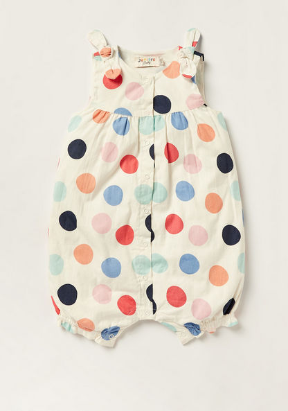 Juniors Polka Print Sleeveless Romper with Round Neck-Rompers%2C Dungarees and Jumpsuits-image-0