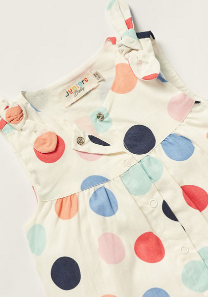 Juniors Polka Print Sleeveless Romper with Round Neck-Rompers%2C Dungarees and Jumpsuits-image-1