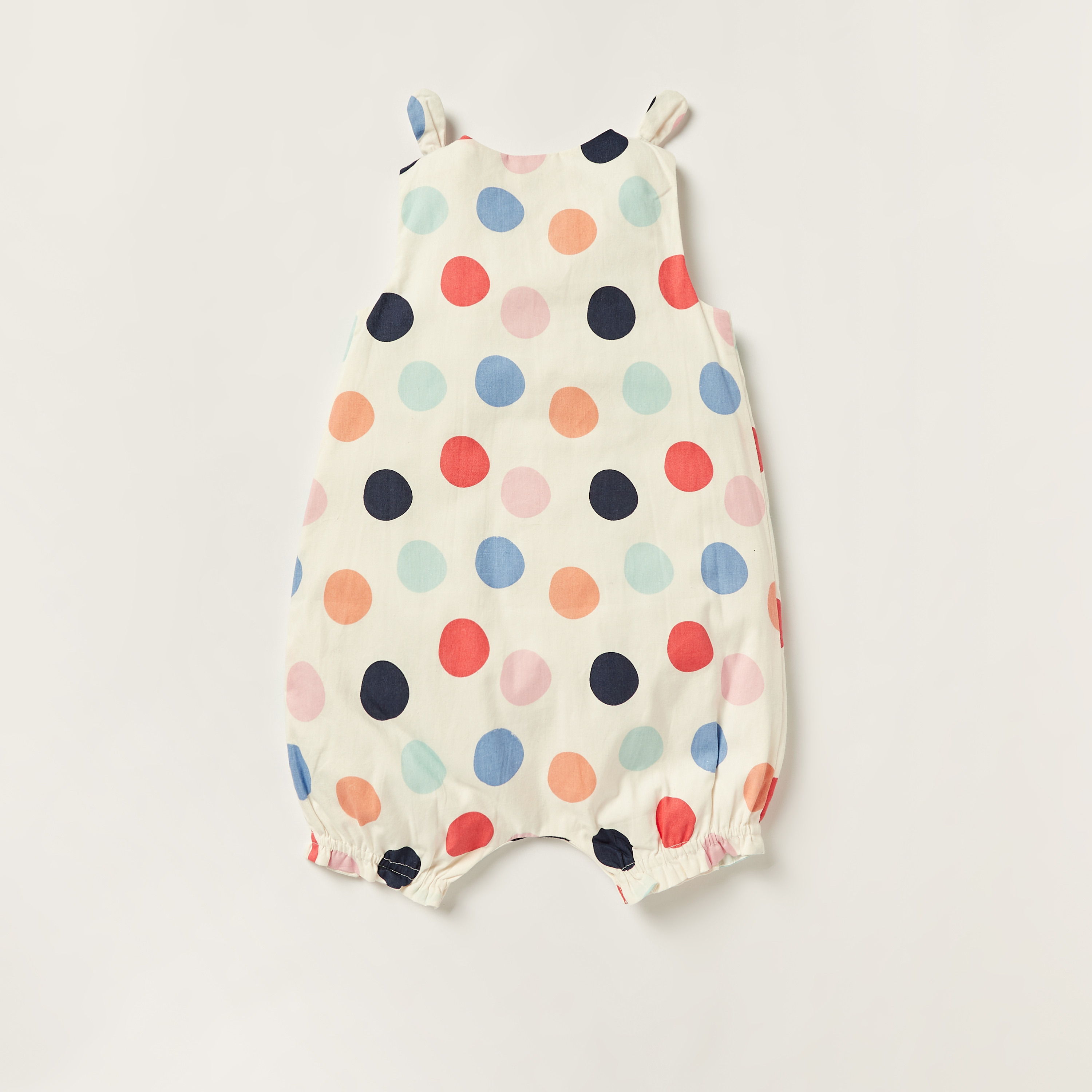 Juniors Polka Print Sleeveless Romper with Round Neck-baby-girls-clothing-rompers-image-4