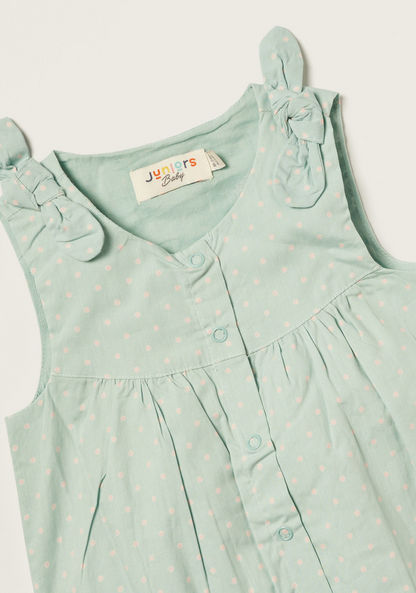 Juniors Polka Dot Print Romper with Button Closure-Rompers%2C Dungarees and Jumpsuits-image-1