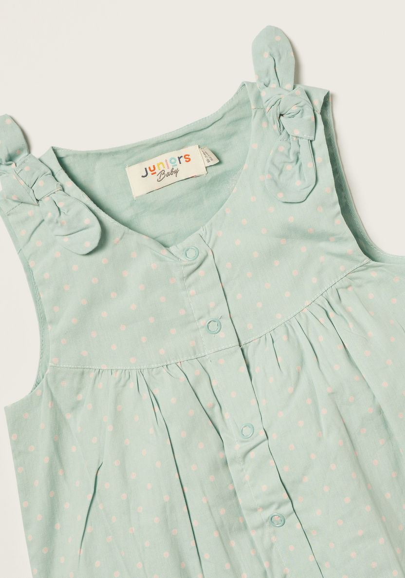 Juniors Polka Dot Print Romper with Button Closure-Rompers, Dungarees & Jumpsuits-image-1