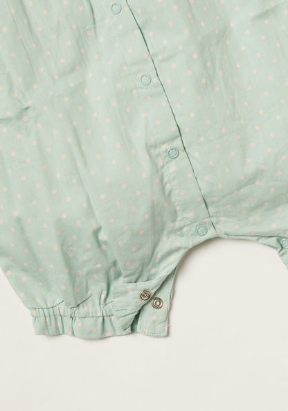 Juniors Polka Dot Print Romper with Button Closure-Rompers%2C Dungarees and Jumpsuits-image-2