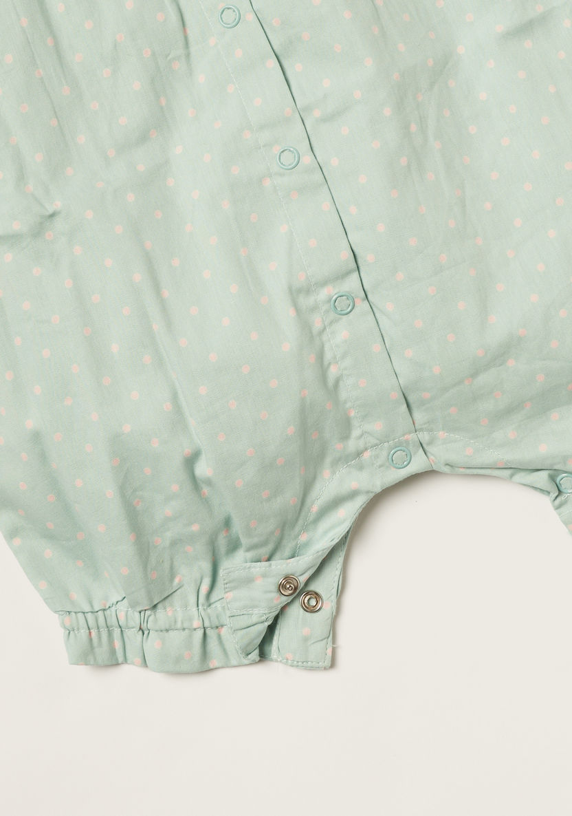 Juniors Polka Dot Print Romper with Button Closure-Rompers, Dungarees & Jumpsuits-image-2
