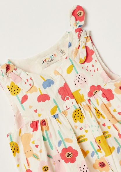 Juniors Floral Print Sleeveless Romper with Button Closure-Rompers%2C Dungarees and Jumpsuits-image-1