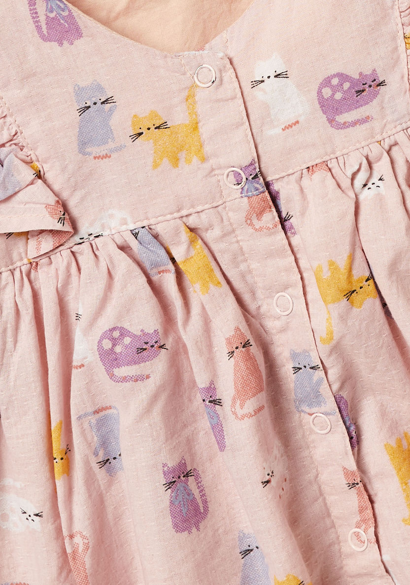 Juniors All Over Cat Print Top and Shorts Set-Clothes Sets-image-4