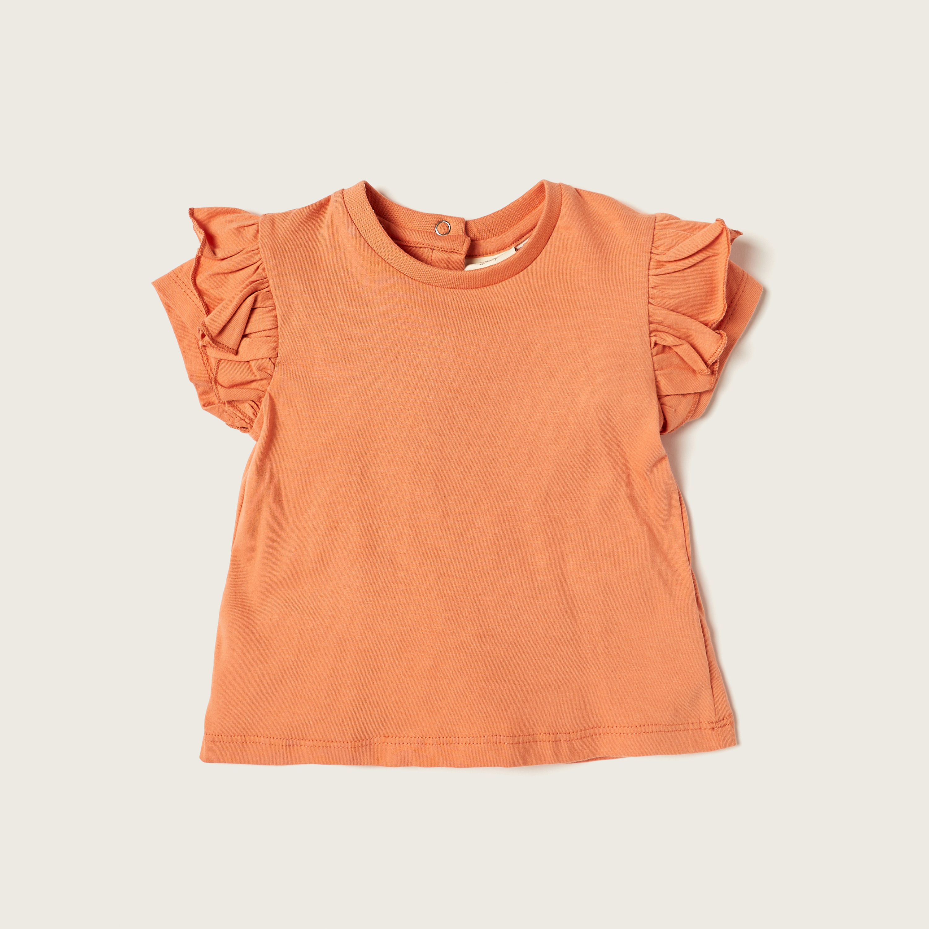 Juniors Solid T-shirt and Checked Dungaree Set-baby-girls-clothing-setsandcoords-image-2