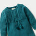 Juniors Textured Romper with Long Sleeves and Bow Accent-Rompers%2C Dungarees and Jumpsuits-thumbnail-1