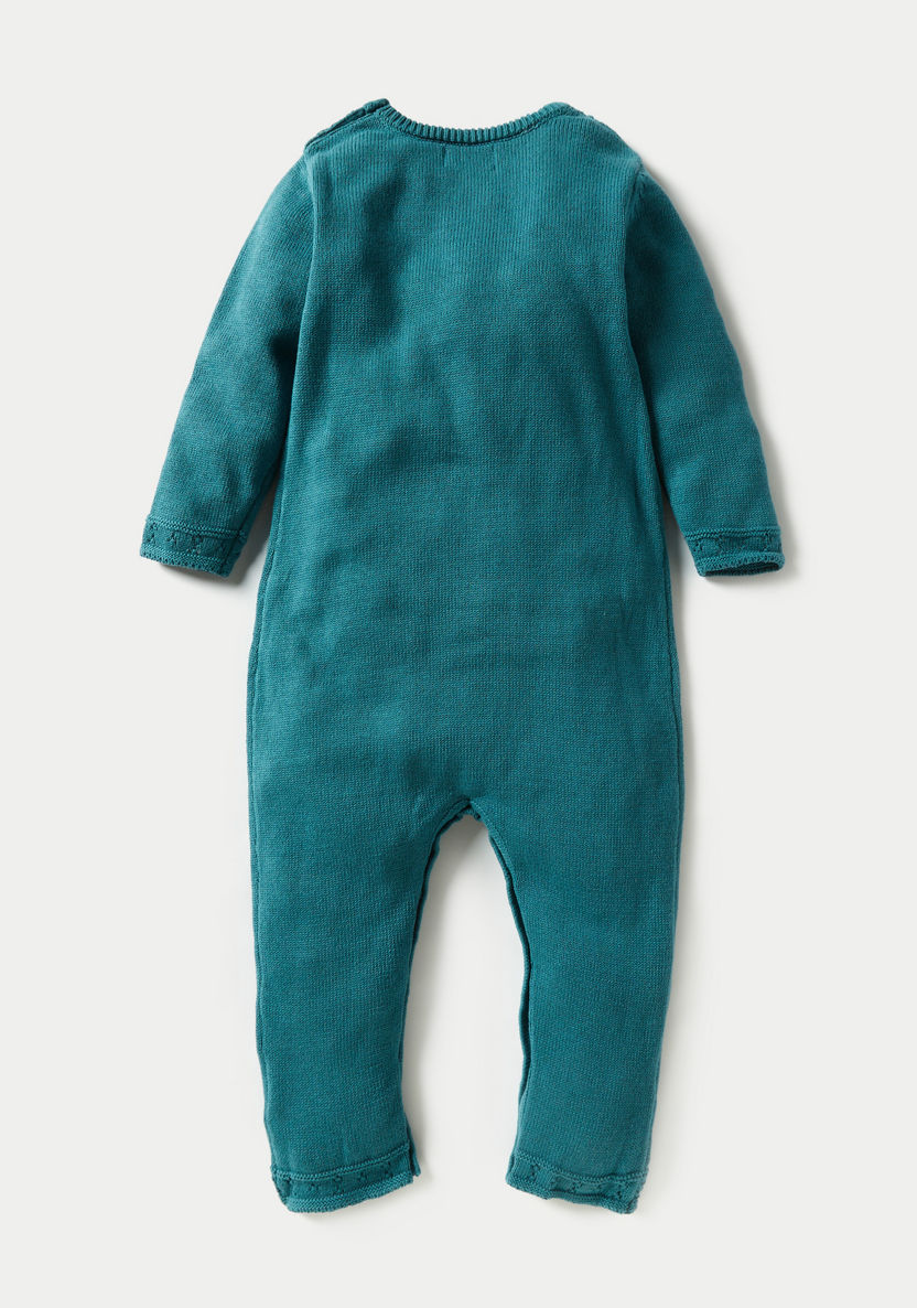 Juniors Textured Romper with Long Sleeves and Bow Accent-Rompers, Dungarees & Jumpsuits-image-3