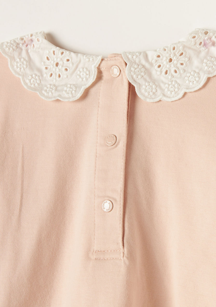 Giggles Solid Top with Lace Detail and Long Sleeves-T Shirts-image-4