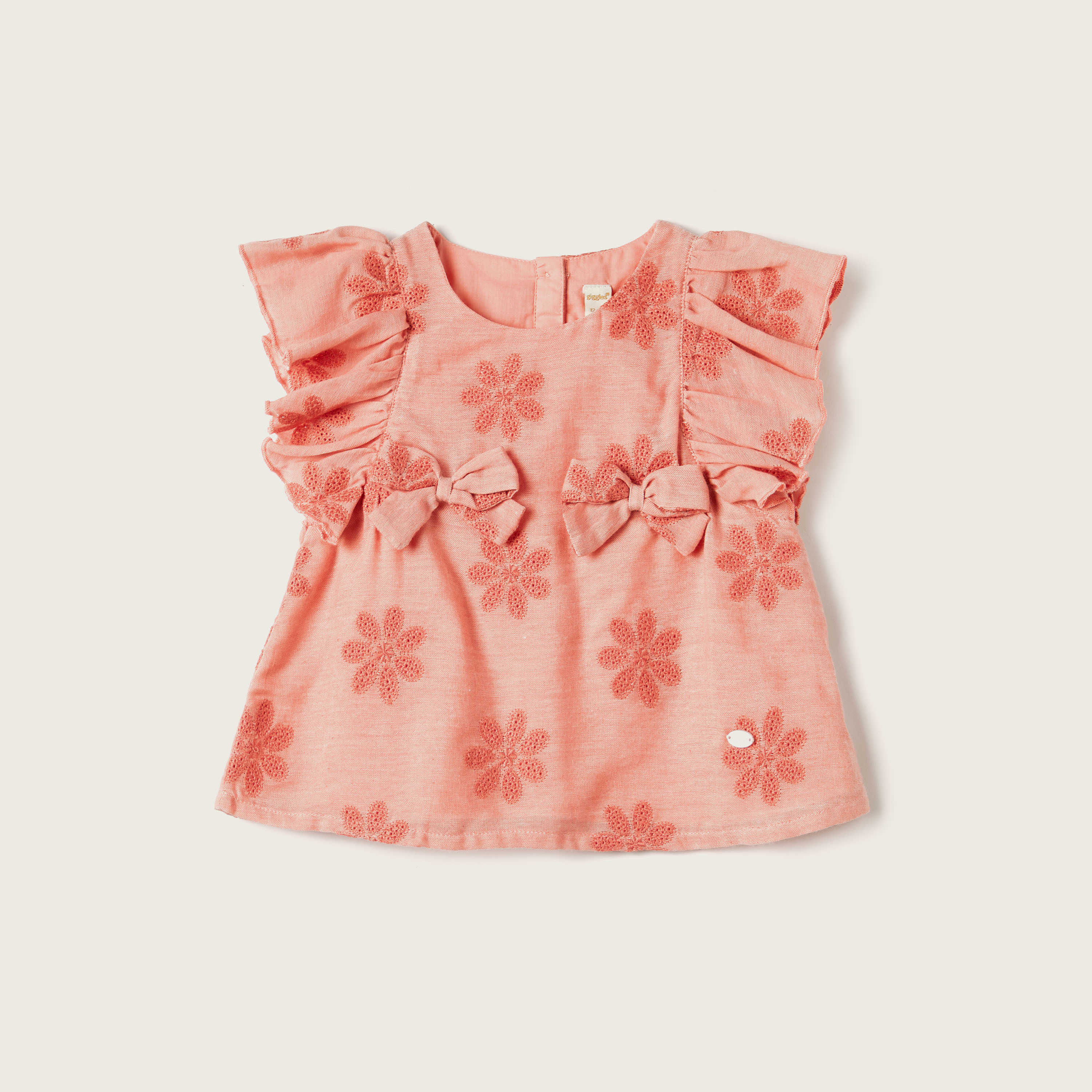 Giggles Embroidered Top with Bow Accent and Ruffles-baby-girls-clothing-blousesandshirts-image-1