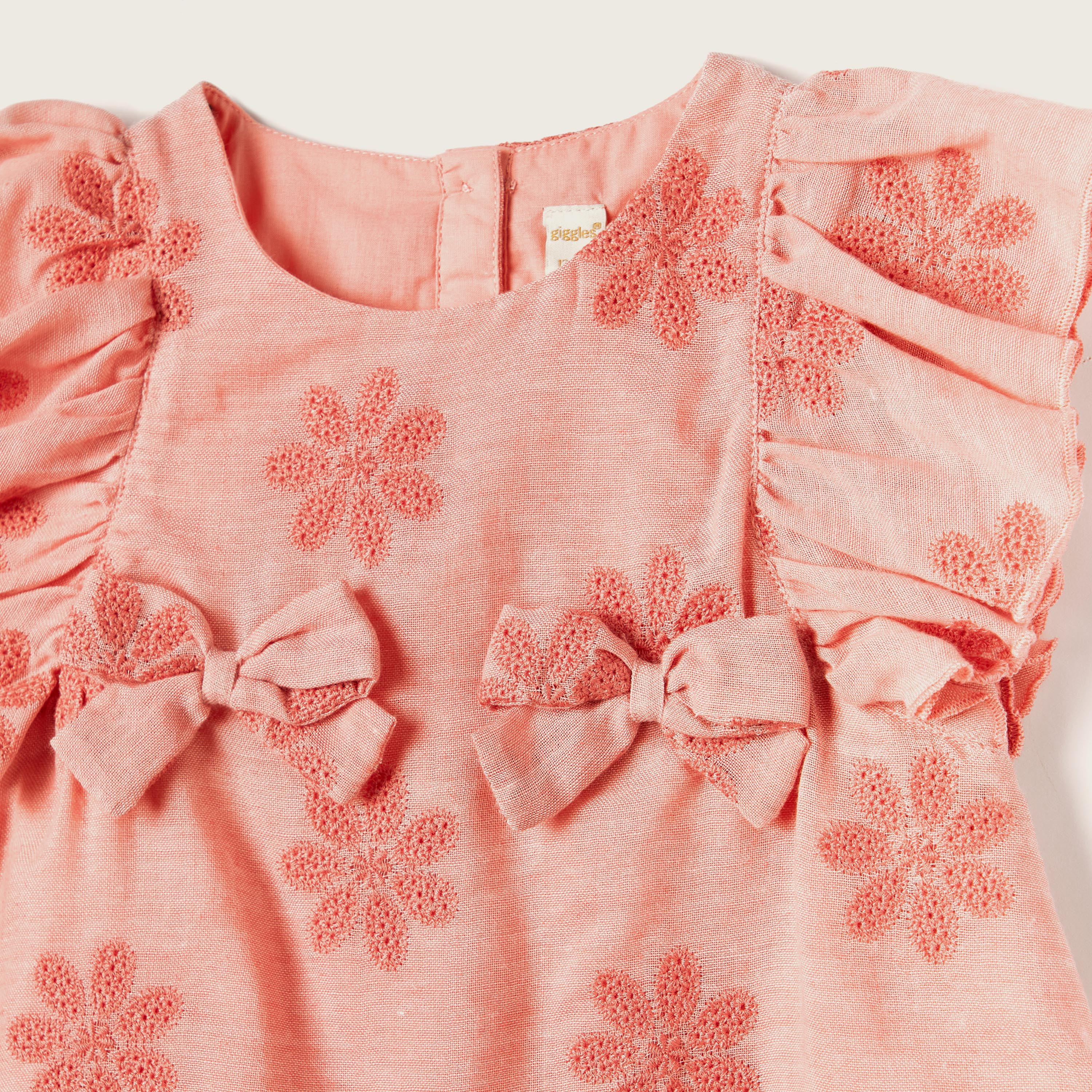 Giggles Embroidered Top with Bow Accent and Ruffles-baby-girls-clothing-blousesandshirts-image-2
