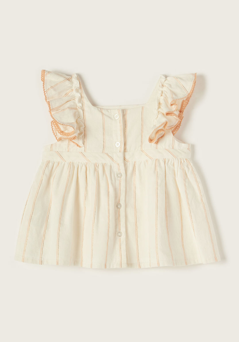 Giggles Embroidered Sleeveless A-line Top with Ruffle Detail-Blouses-image-2