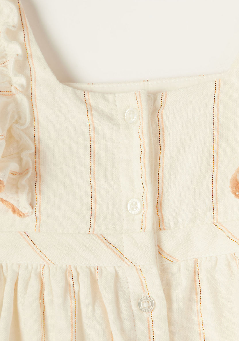 Giggles Embroidered Sleeveless A-line Top with Ruffle Detail-Blouses-image-3