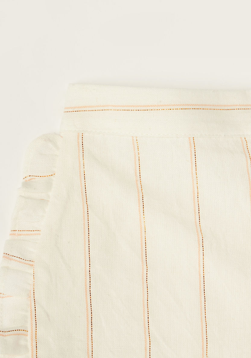 Giggles Striped Shorts with Elasticised Waistband and Ruffle Detail-Shorts-image-1