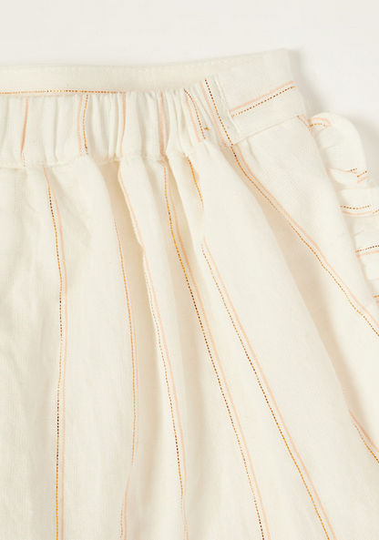 Giggles Striped Shorts with Elasticised Waistband and Ruffle Detail-Shorts-image-3
