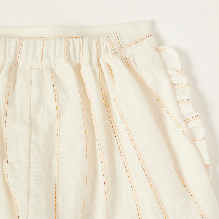 Giggles Striped Shorts with Elasticised Waistband and Ruffle Detail