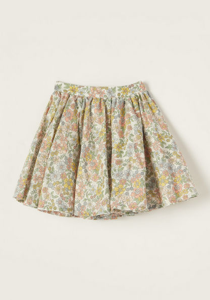 Giggles Floral Print Skirt with Elasticised Waistband