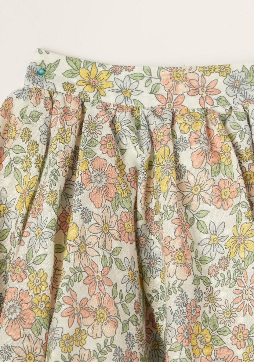 Giggles Floral Print Skirt with Elasticised Waistband-Skirts-image-1