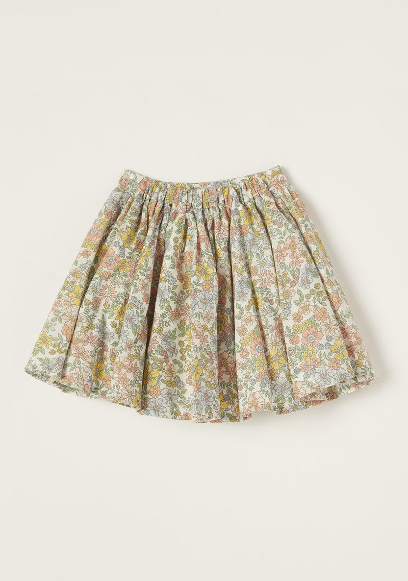 Giggles Floral Print Skirt with Elasticised Waistband-Skirts-image-2