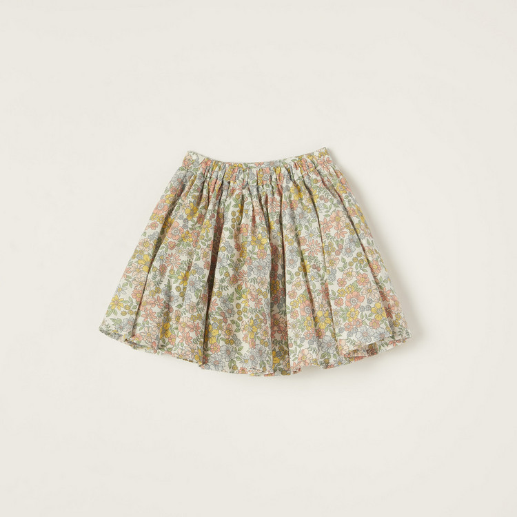 Giggles Floral Print Skirt with Elasticised Waistband