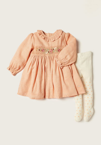 Giggles Embroidered Dress and Stockings Set