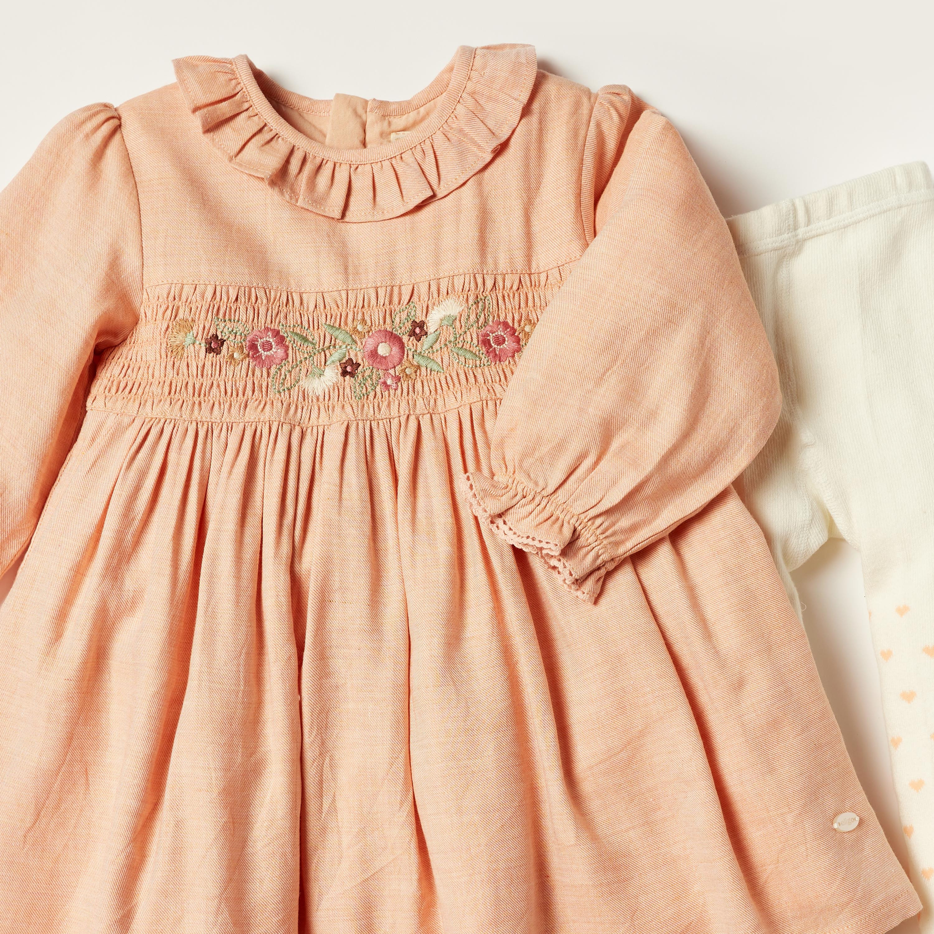 Giggles Embroidered Dress and Stockings Set-baby-girls-clothing-dressesandjumpsuits-image-4