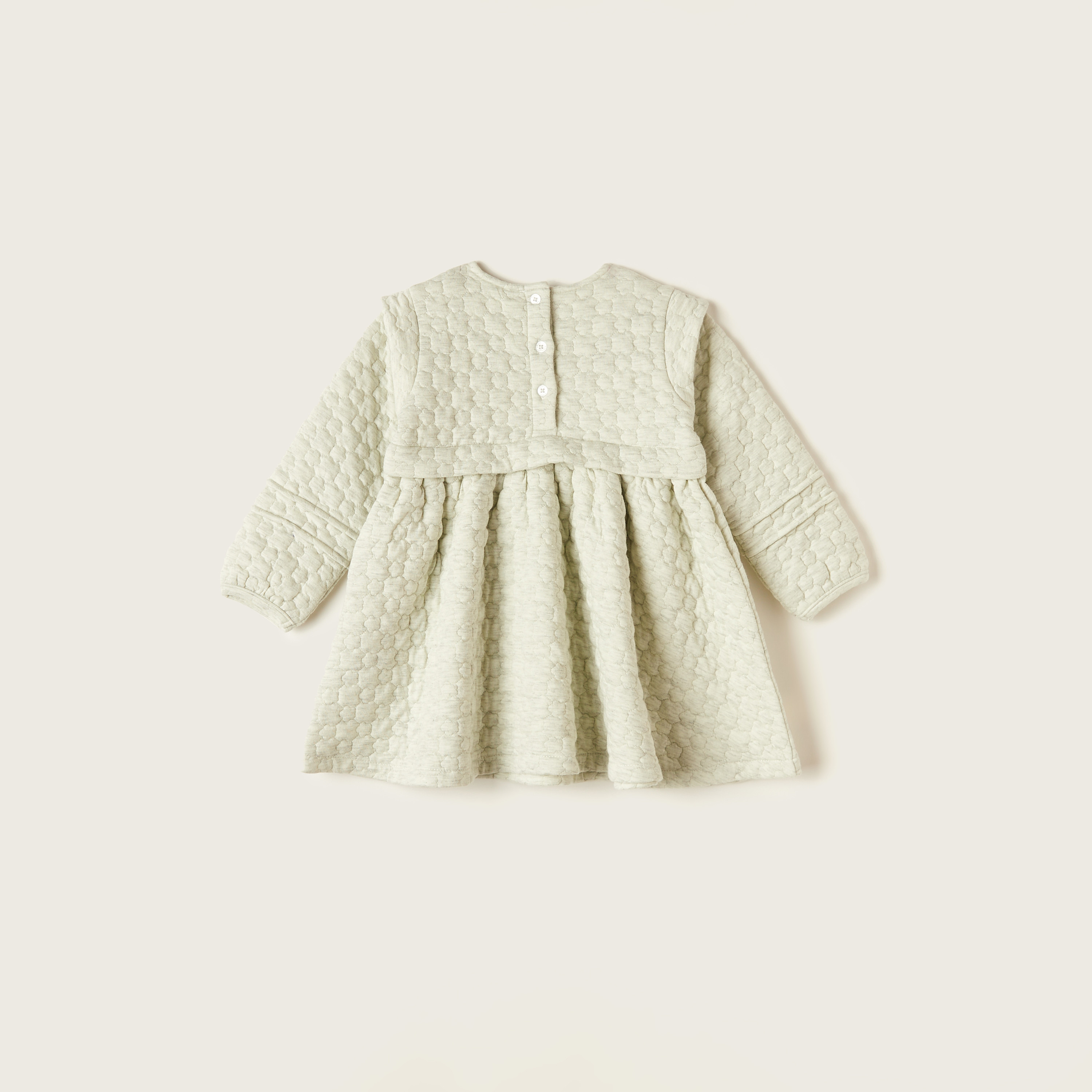 Giggles Textured Dress with Long Sleeves and Embroidered Detail-baby-girls-clothing-dressesandjumpsuits-image-3