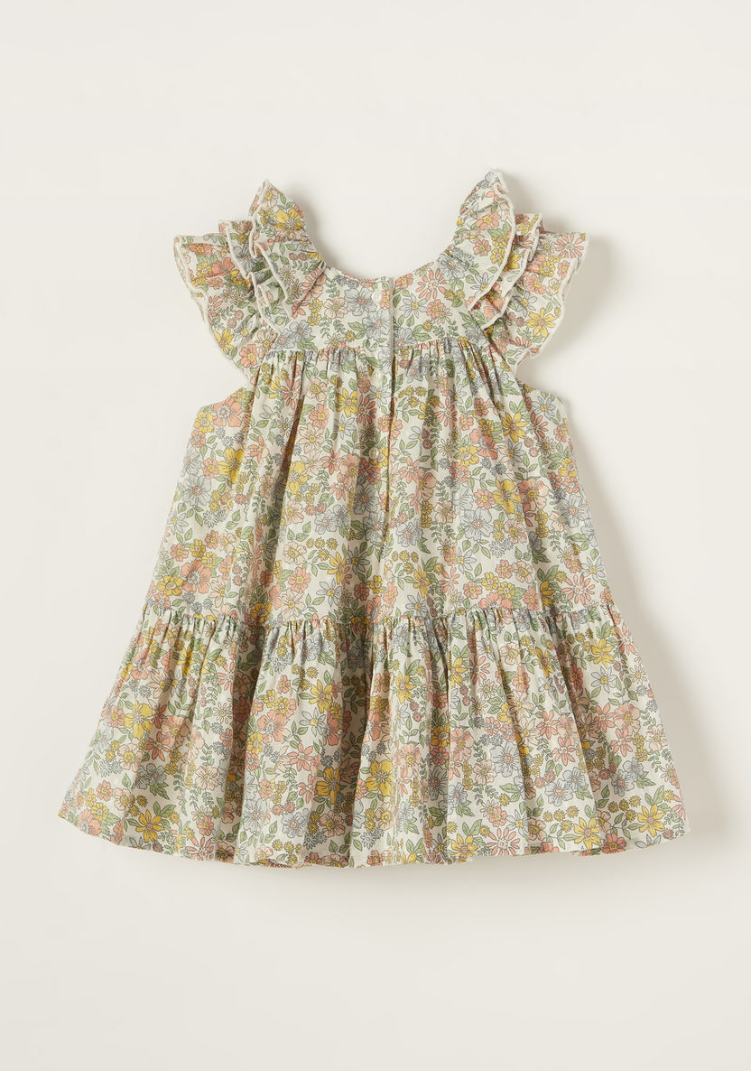 Giggles Floral Print Tiered Dress with Short Sleeves and Ruffle Detail-Dresses, Gowns & Frocks-image-2