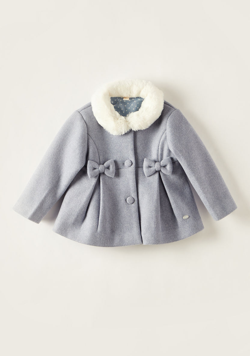 Giggles Solid Jacket with Long Sleeves and Fur Detail-Coats and Jackets-image-0
