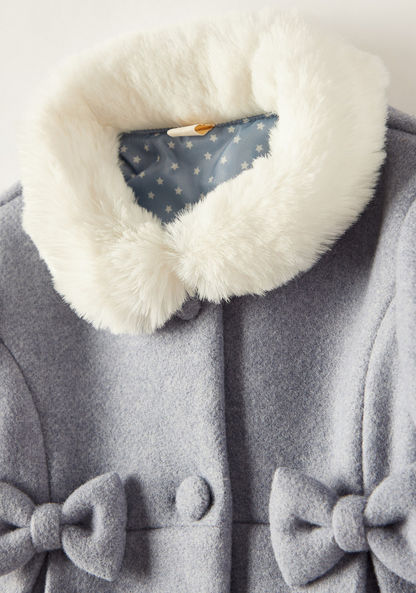 Giggles Solid Jacket with Long Sleeves and Fur Detail