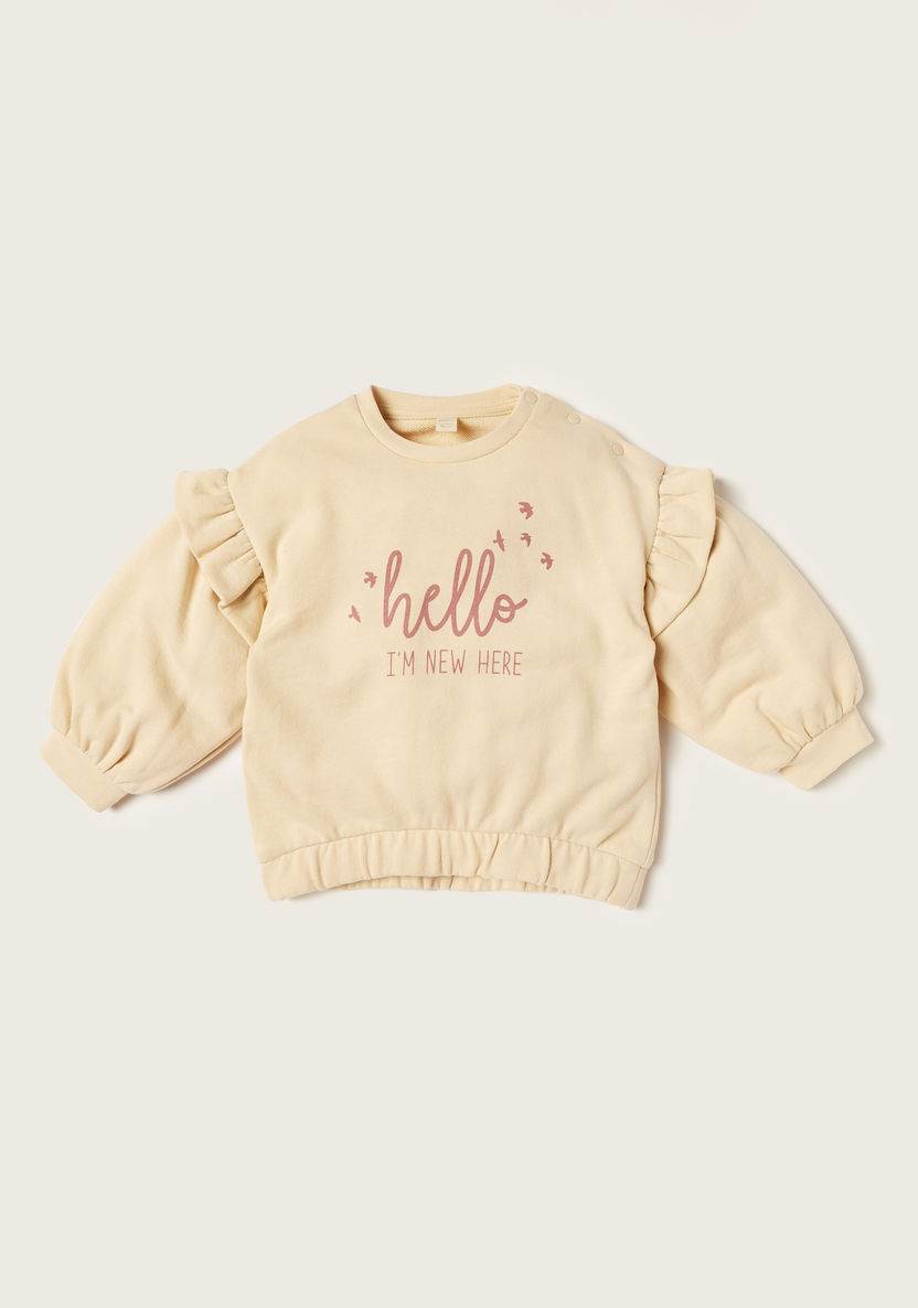 Giggles Printed Sweatshirt with Ruffles and Joggers Set-Clothes Sets-image-1