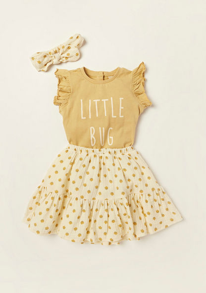 Giggles 3-Piece Printed Sleeveless Bodysuit and Skirt Set-Clothes Sets-image-0