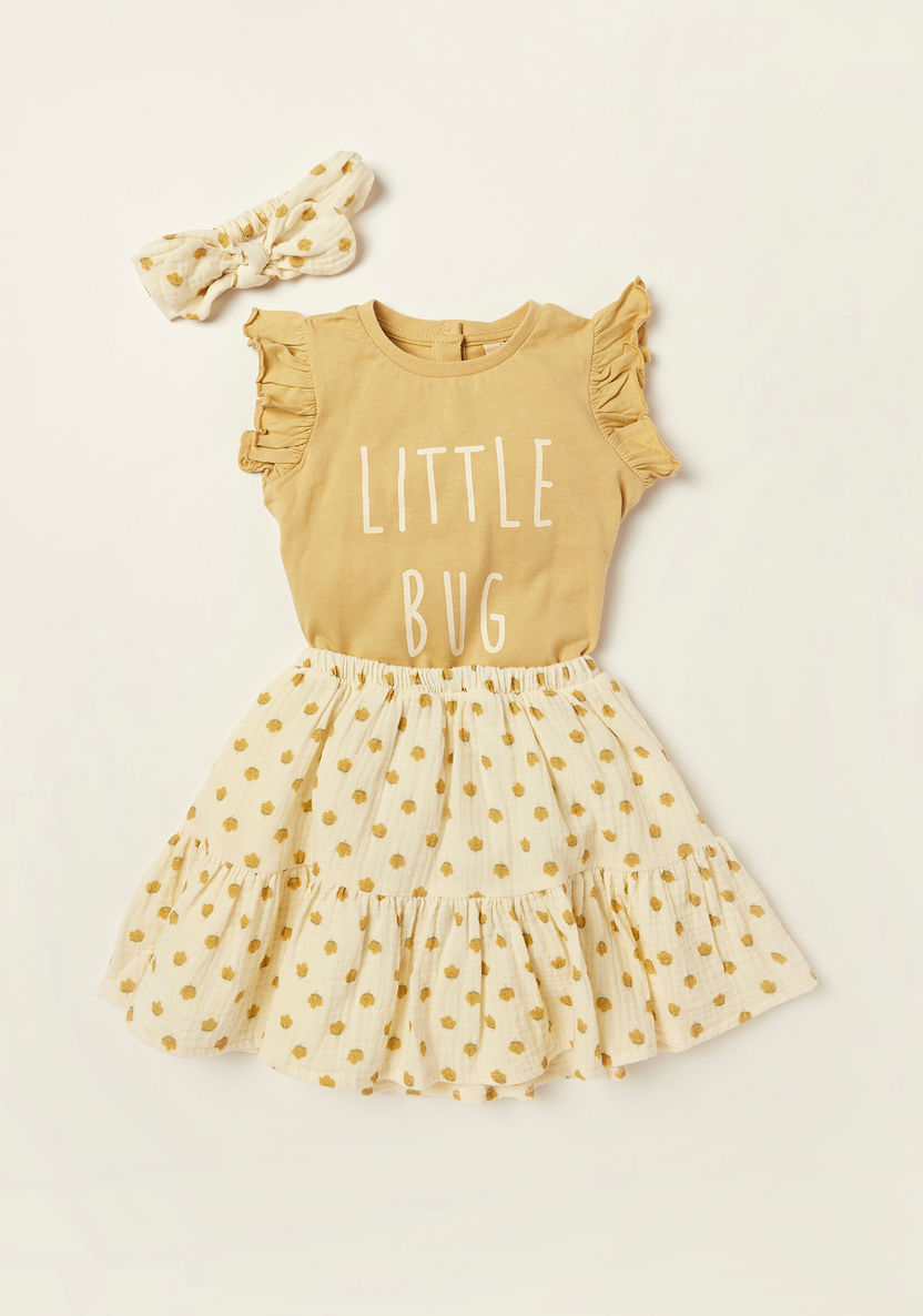 Giggles 3-Piece Printed Sleeveless Bodysuit and Skirt Set-Clothes Sets-image-0