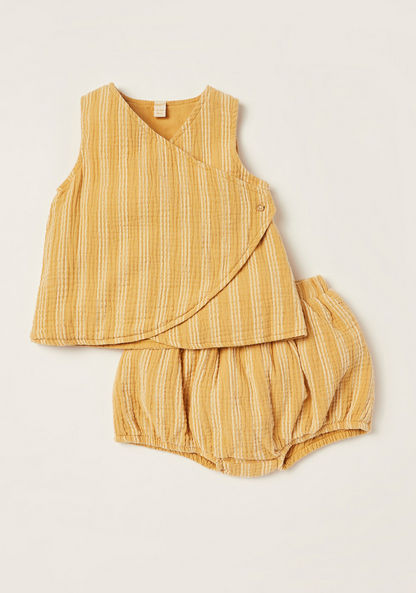 Giggles Striped Sleeveless Top and Shorts Set-Clothes Sets-image-0