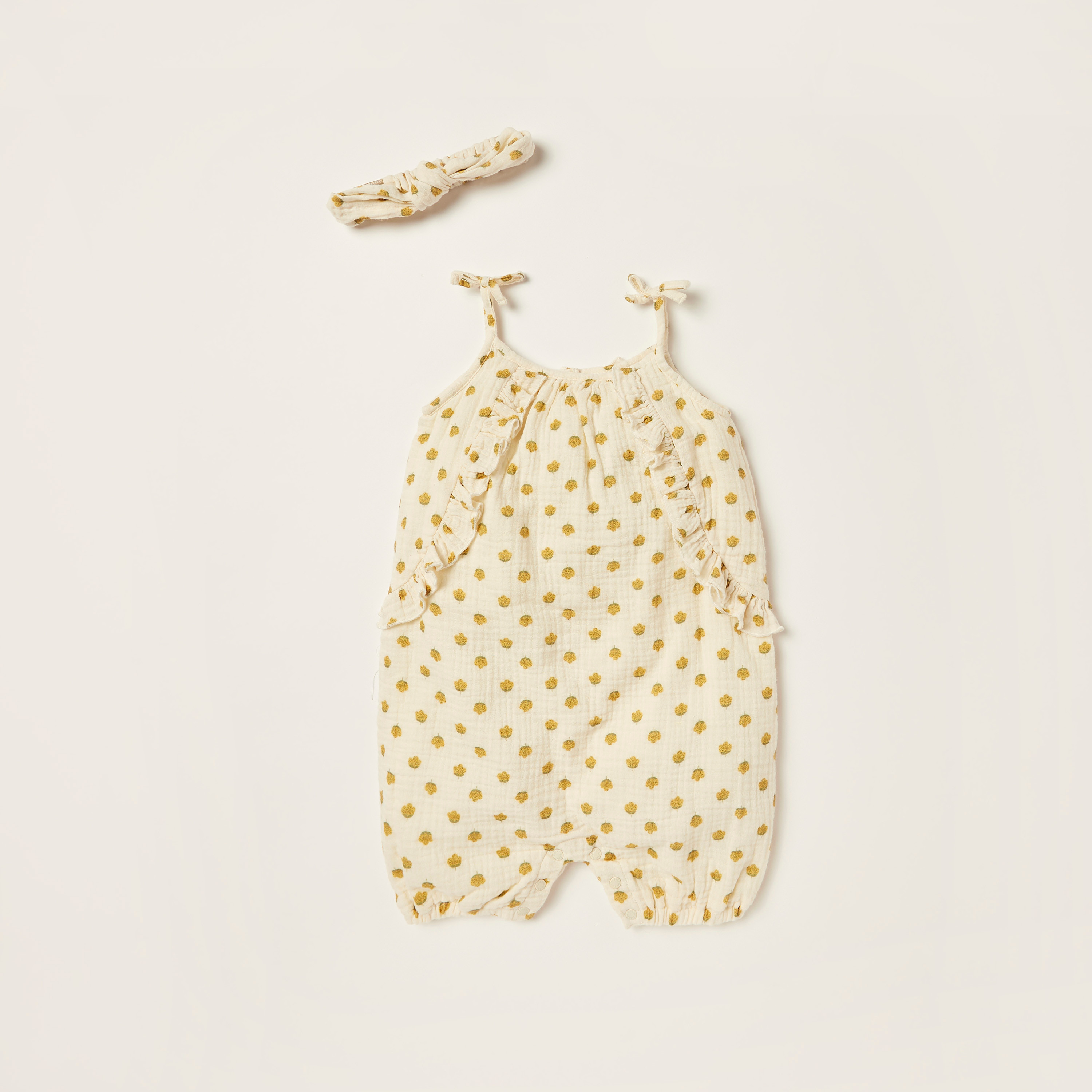 أفرول بحمالات رفيعة وطبعات مع شريطة رأس من جيجلز-baby-girls-clothing-rompers-image-1