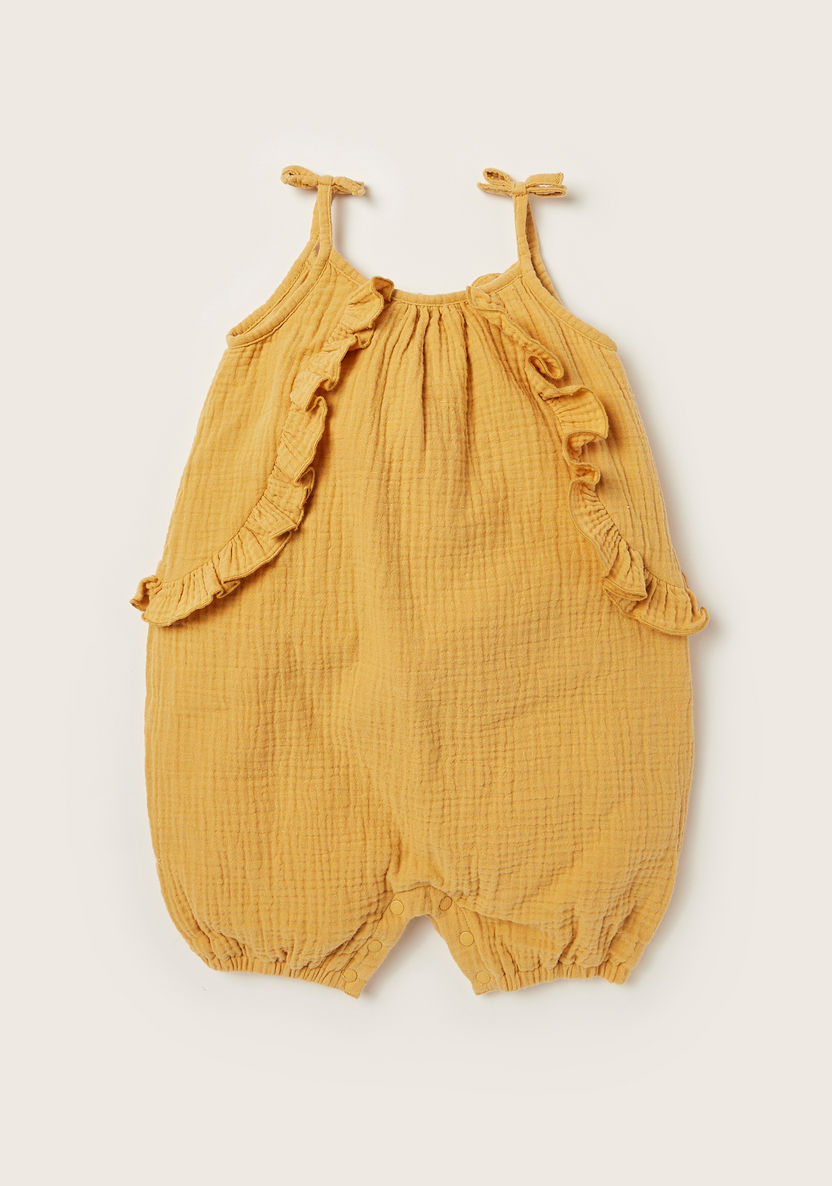 Giggles Textured Romper with Spaghetti Straps and Headband-Rompers%2C Dungarees and Jumpsuits-image-1