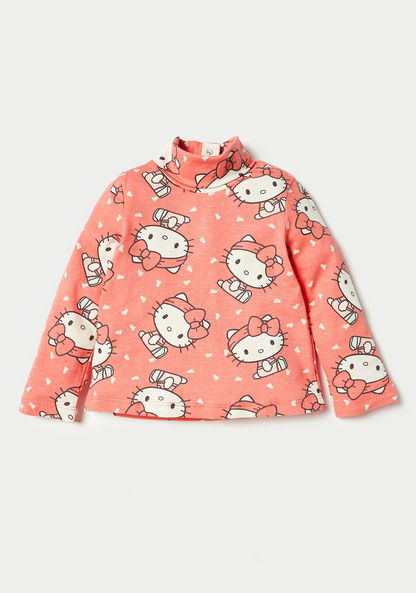 Sanrio Hello Kitty Print Turtle Neck T-shirt with Long Sleeves - Set of 2-T Shirts-image-1