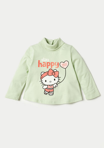 Sanrio Hello Kitty Print Turtle Neck T-shirt with Long Sleeves - Set of 2-T Shirts-image-2