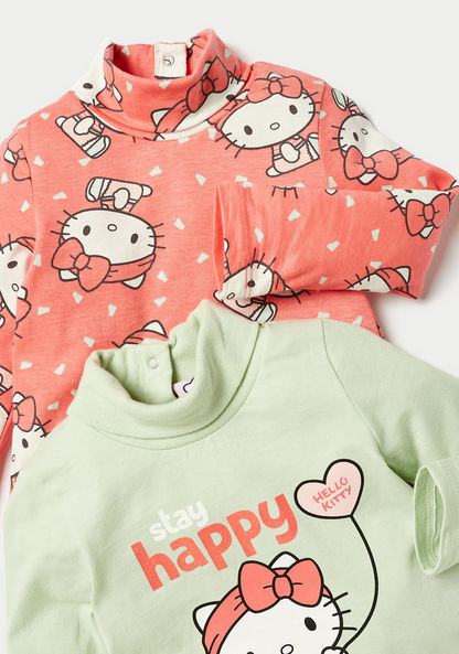 Sanrio Hello Kitty Print Turtle Neck T-shirt with Long Sleeves - Set of 2