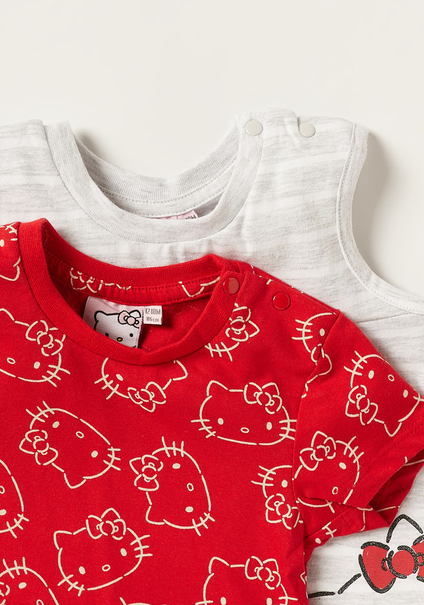 Sanrio Hello Kitty Print Crew Neck Top and T-shirt Set-T Shirts-image-1