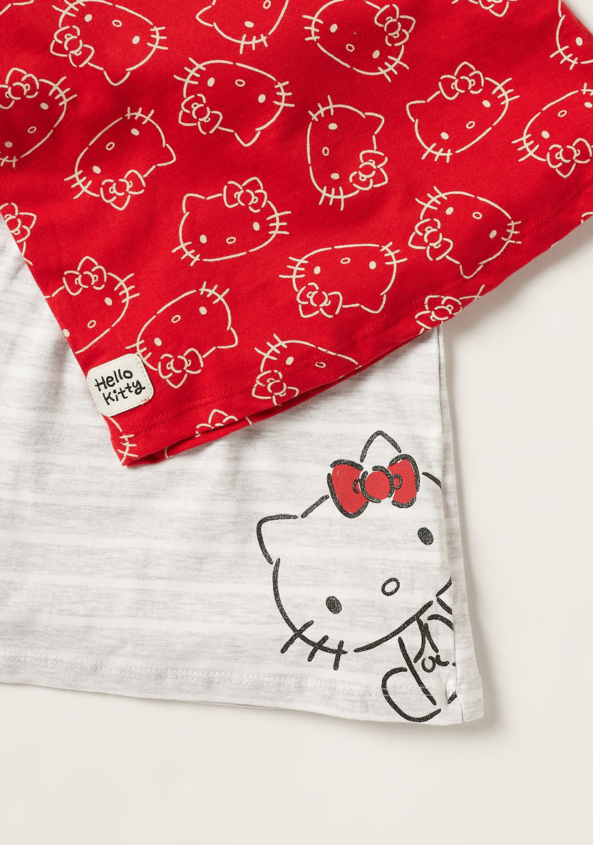 Sanrio Hello Kitty Print Crew Neck Top and T-shirt Set-T Shirts-image-2