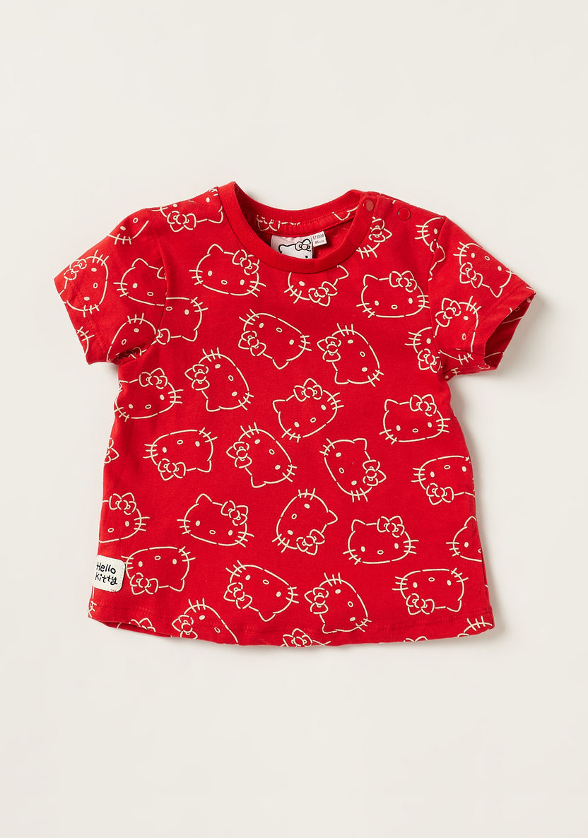 Sanrio Hello Kitty Print Crew Neck Top and T-shirt Set-T Shirts-image-4