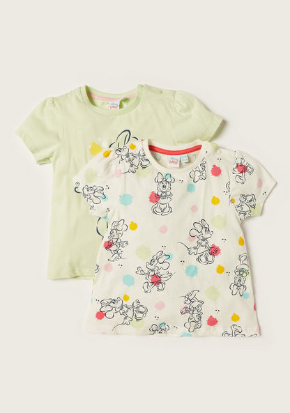 Disney Minnie Mouse Print Crew Neck T-shirt - Set of 2