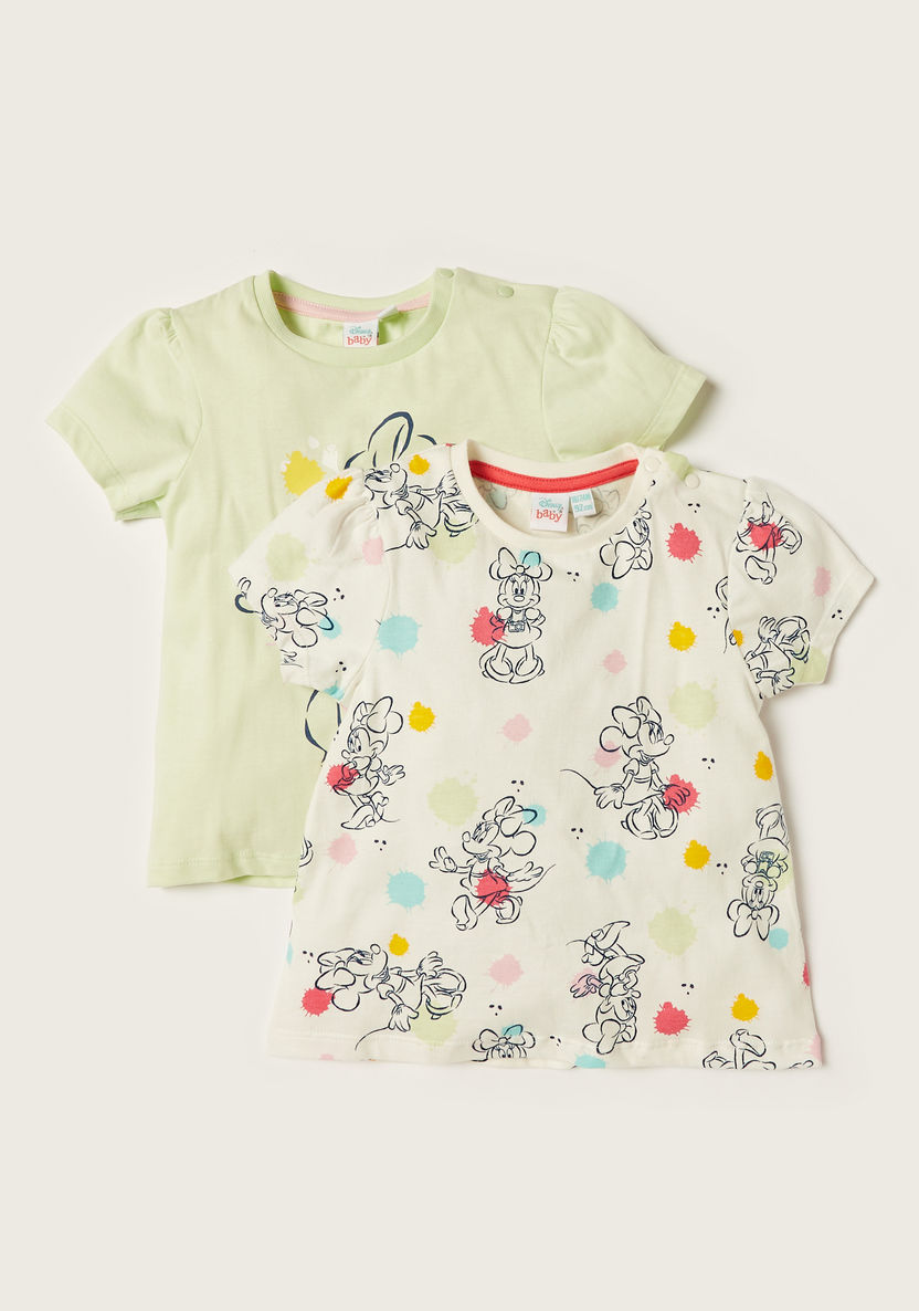 Disney Minnie Mouse Print Crew Neck T-shirt - Set of 2-T Shirts-image-0