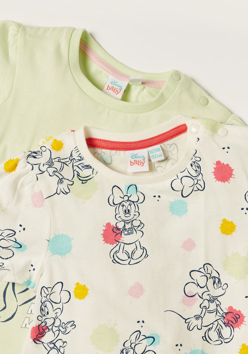Disney Minnie Mouse Print Crew Neck T-shirt - Set of 2-T Shirts-image-3