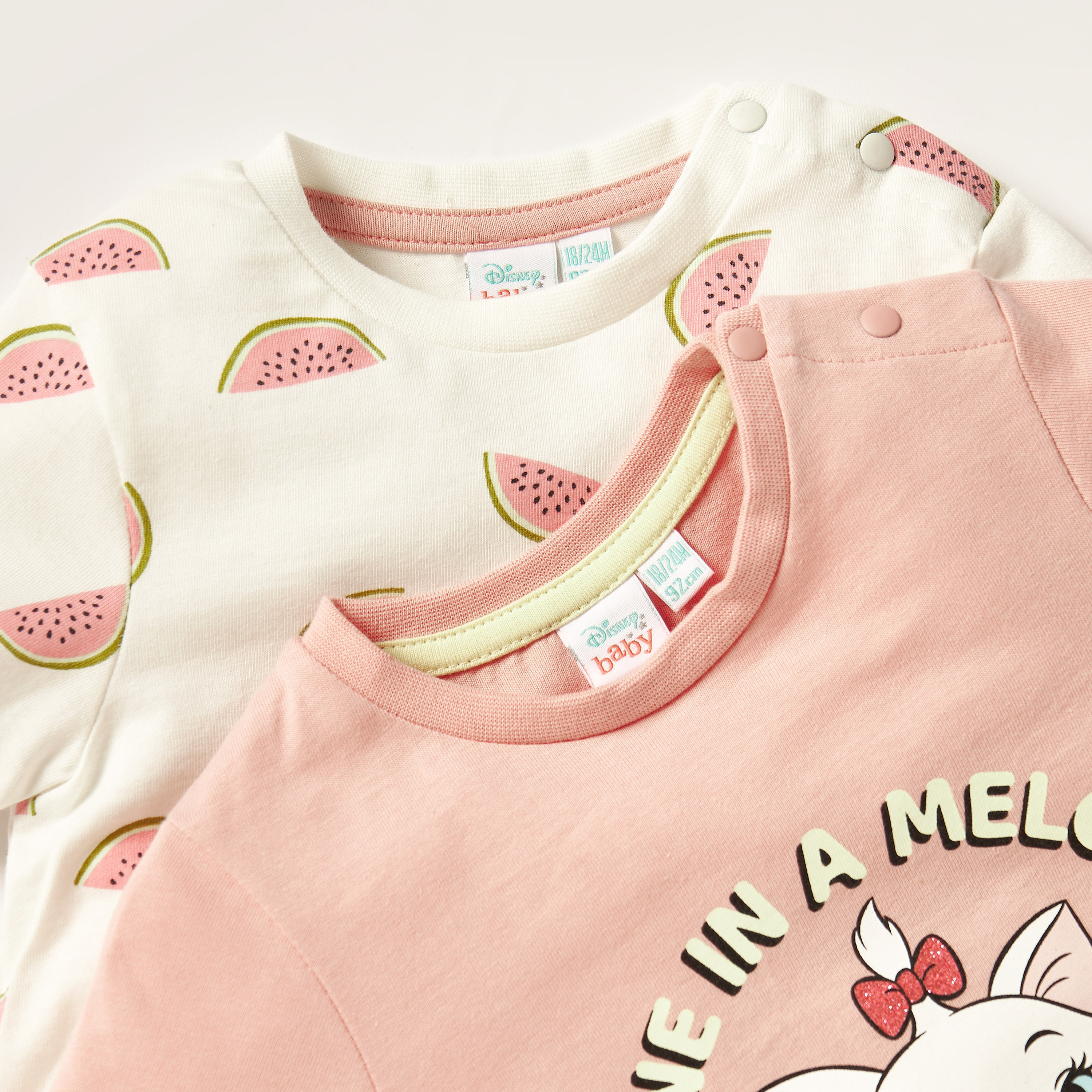 تيشيرتات بأكمام قصيرة وياقة ضيّقة وطبعات ماري جرافيك - طقم من قطعتين-baby-girls-clothing-tshirts-image-2