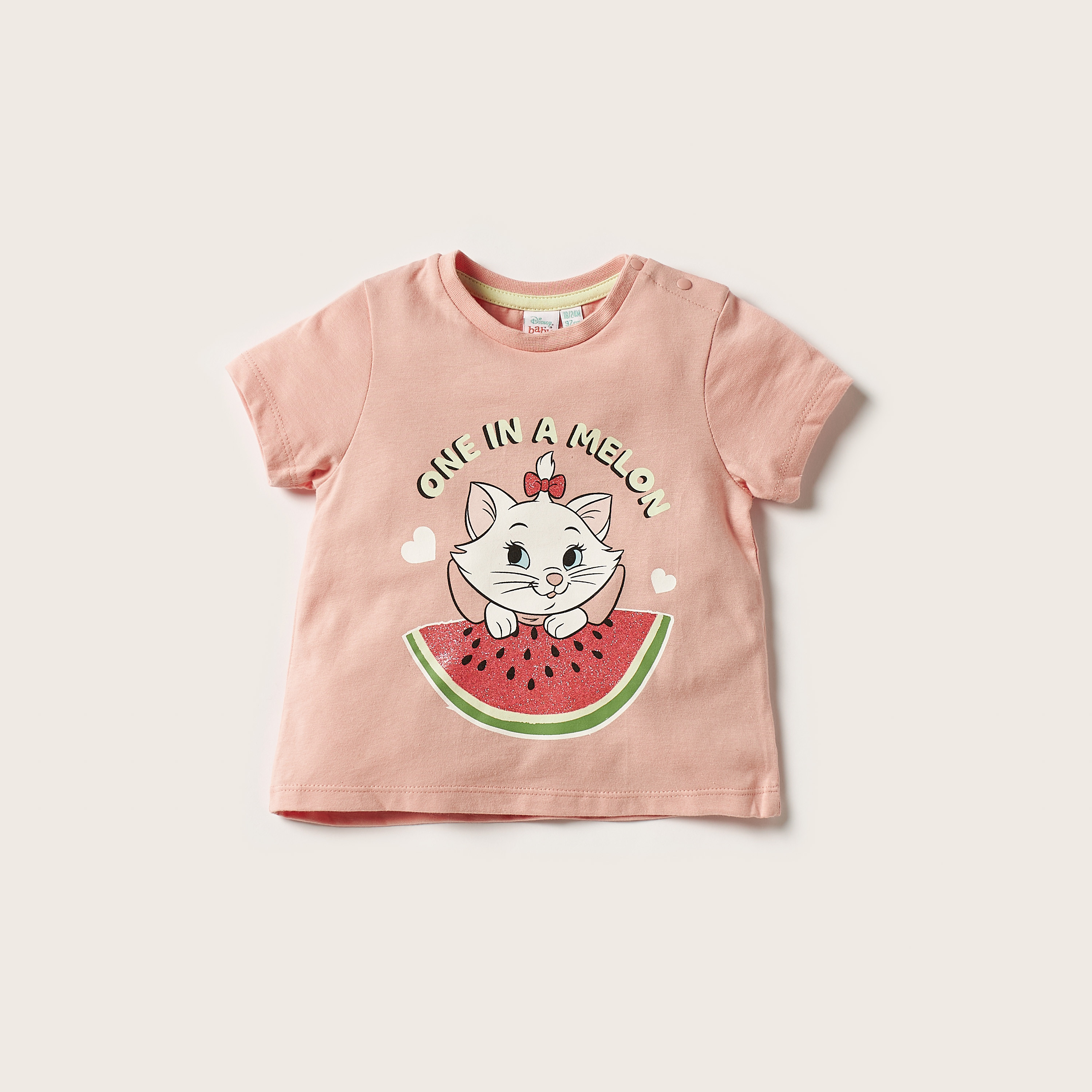 تيشيرتات بأكمام قصيرة وياقة ضيّقة وطبعات ماري جرافيك - طقم من قطعتين-baby-girls-clothing-tshirts-image-4