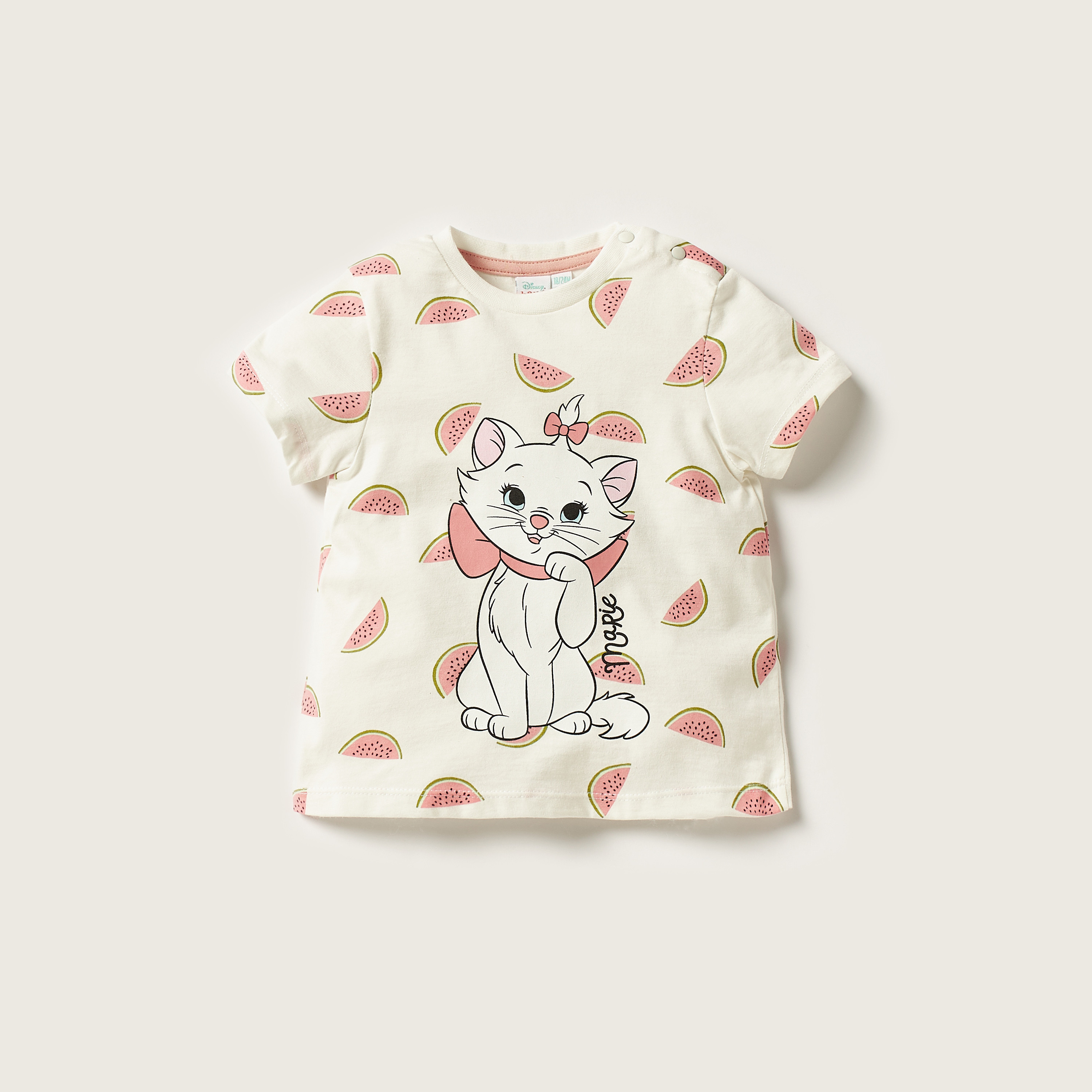 تيشيرتات بأكمام قصيرة وياقة ضيّقة وطبعات ماري جرافيك - طقم من قطعتين-baby-girls-clothing-tshirts-image-5